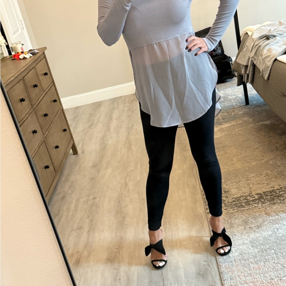 Bebe Sheer Gray Blouse